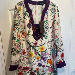 NWT GUCCI 2014 size 44 Mini Floral Dress